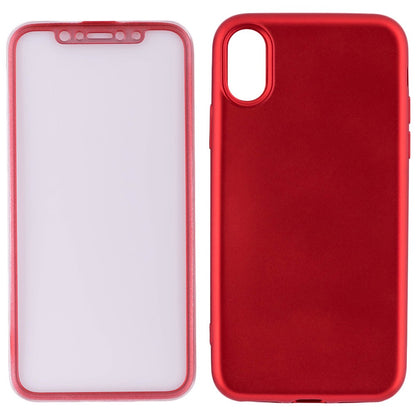 Husa Apple iPhone X Full Silicone 360 Rosu + Folie de protectie-5