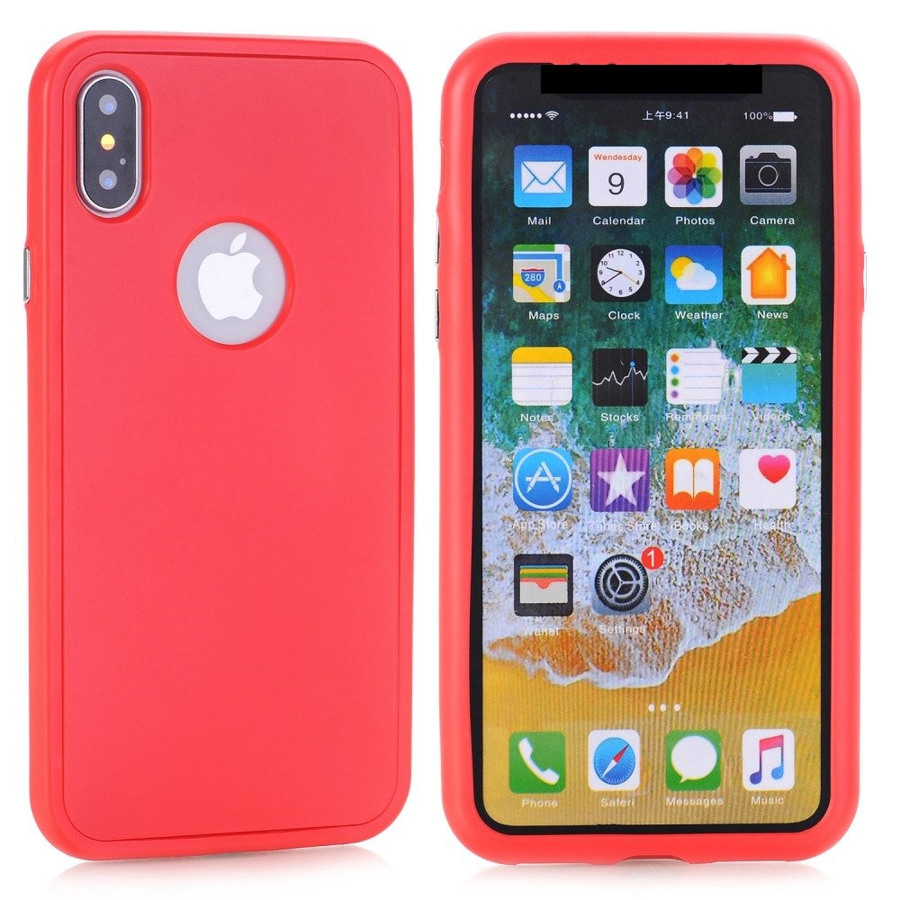 Husa Apple iPhone X Full Silicone Rosu-5