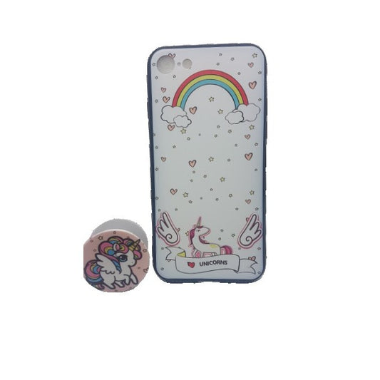 Husa Apple iPhone X/XS Multicolor Model Unicorn + Popsocket inclus-0