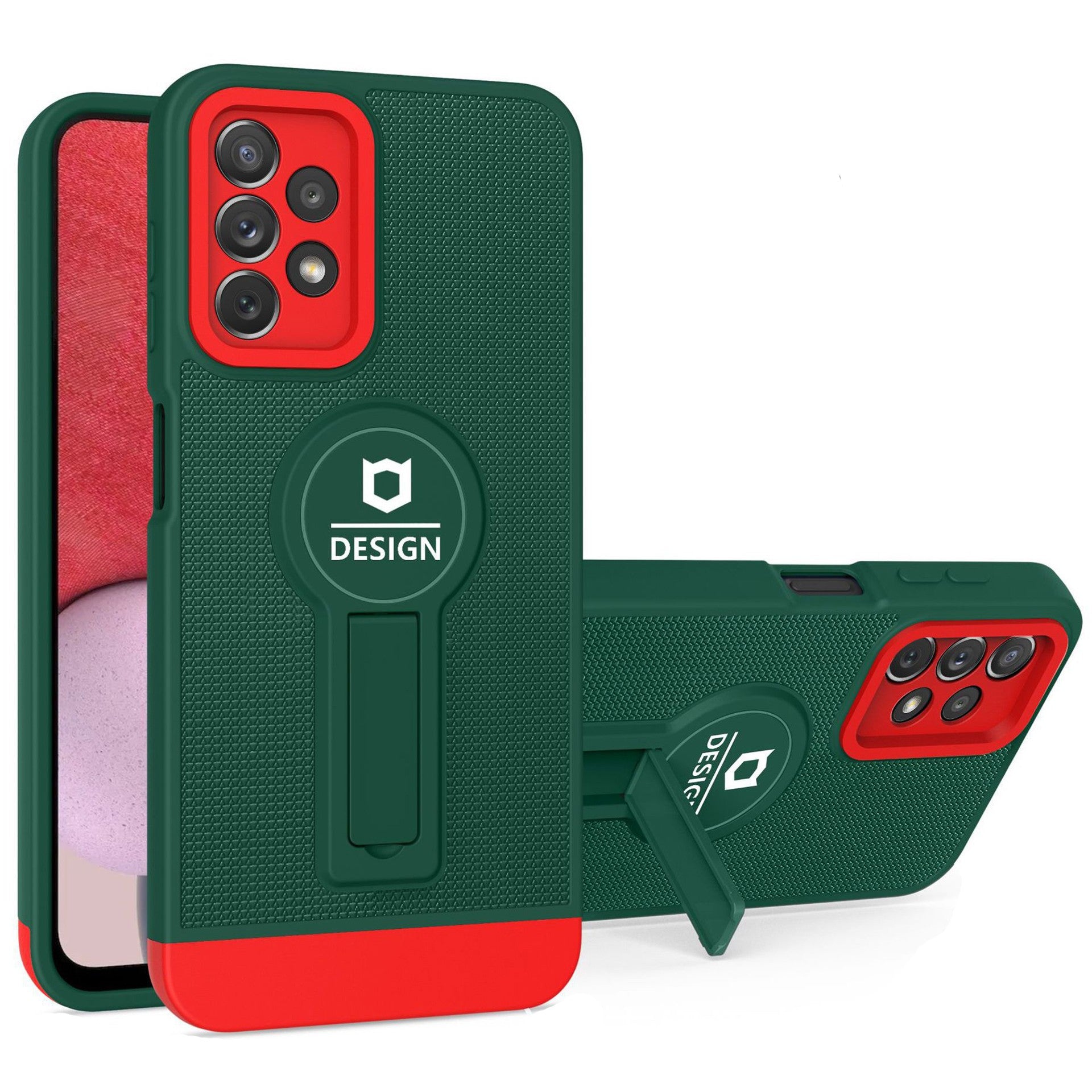 Husa Armor Design cu Stand pentru iPhone 12 Pro Max, Verde/Rosu, Suport Auto Magnetic, Wireless Charge, Protectie Antisoc, Flippy-1