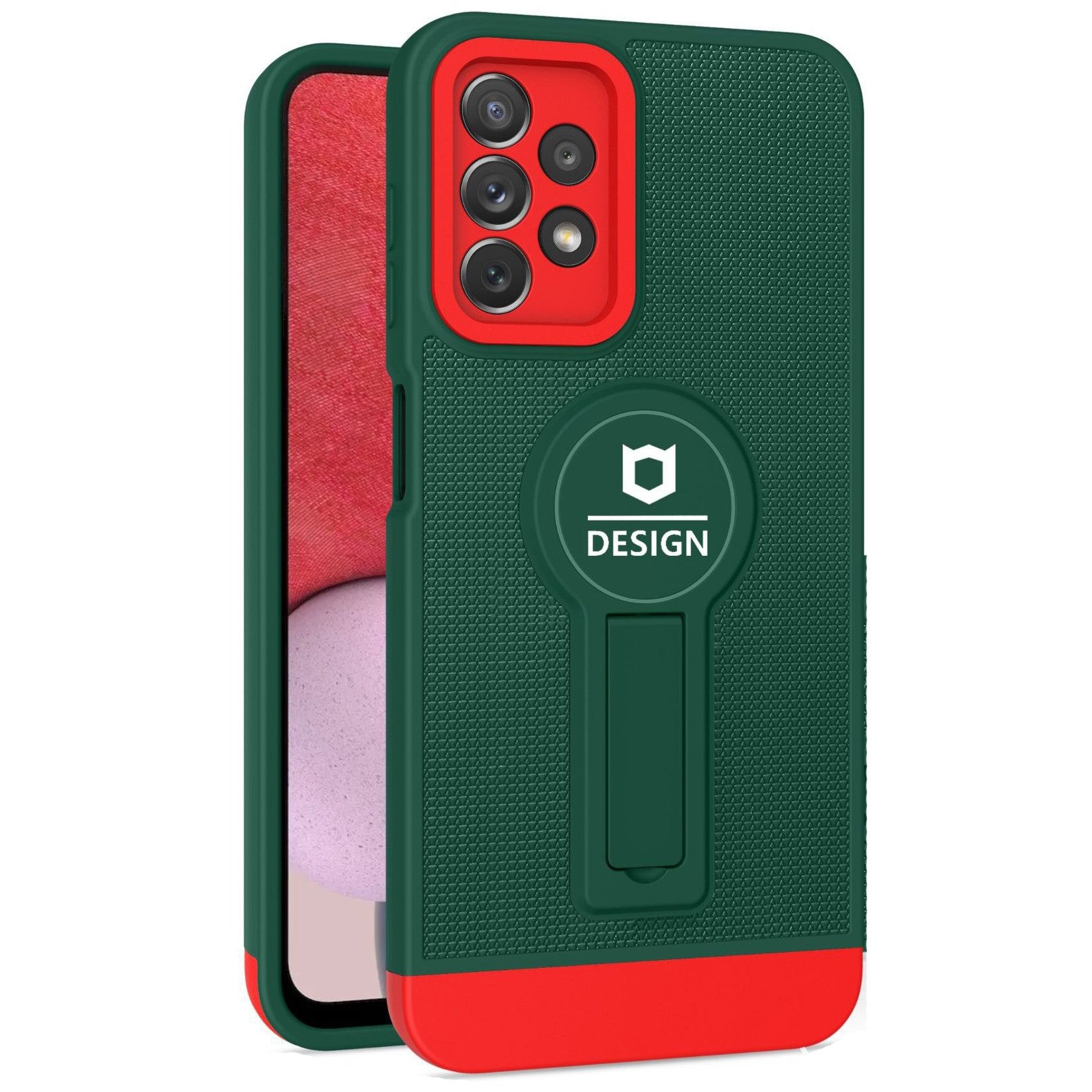 Husa Armor Design cu Stand pentru iPhone 12 Pro Max, Verde/Rosu, Suport Auto Magnetic, Wireless Charge, Protectie Antisoc, Flippy-0