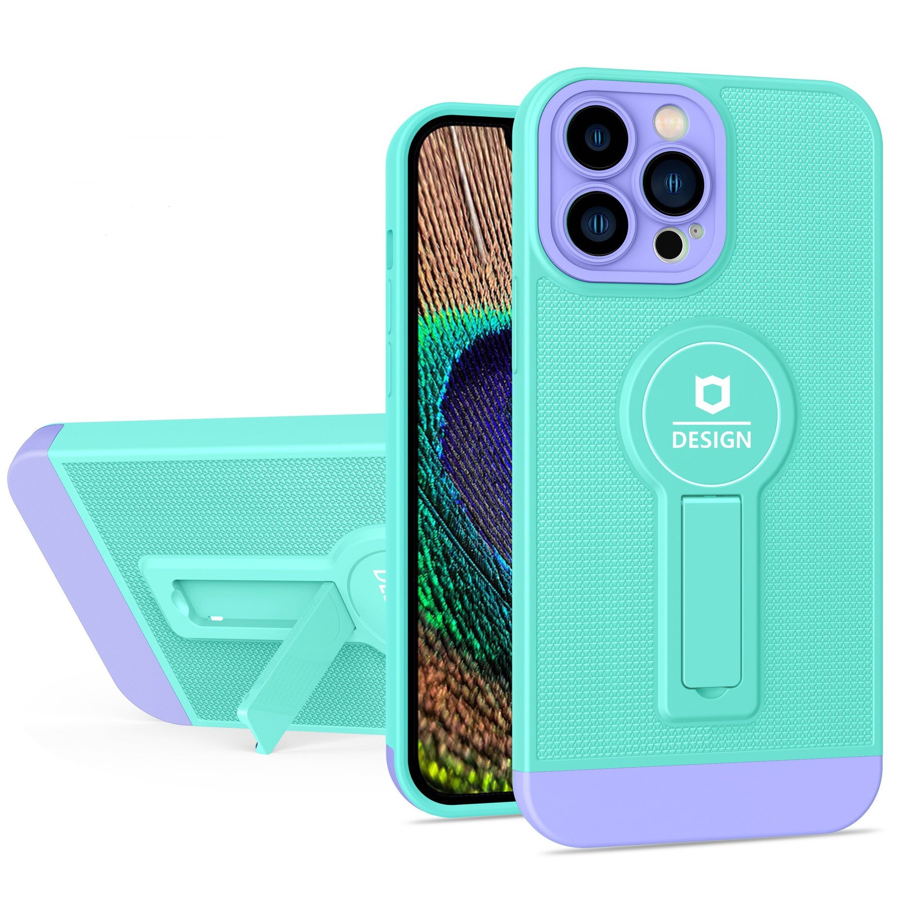Husa Armor Design cu Stand pentru iPhone 13 Pro, Blue/Mov, Suport Auto Magnetic, Wireless Charge, Protectie Antisoc, Flippy-1