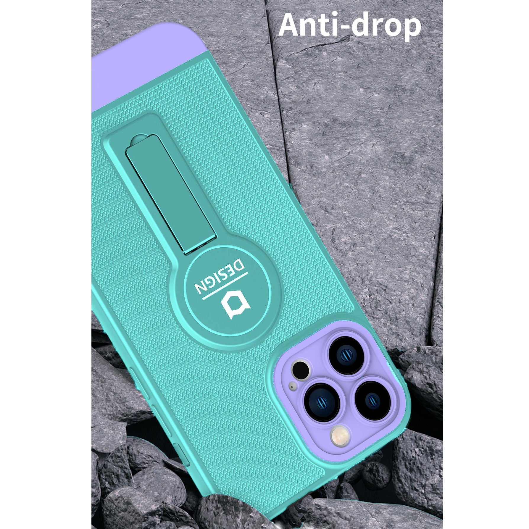 Husa Armor Design cu Stand pentru iPhone 13 Pro, Blue/Mov, Suport Auto Magnetic, Wireless Charge, Protectie Antisoc, Flippy-2