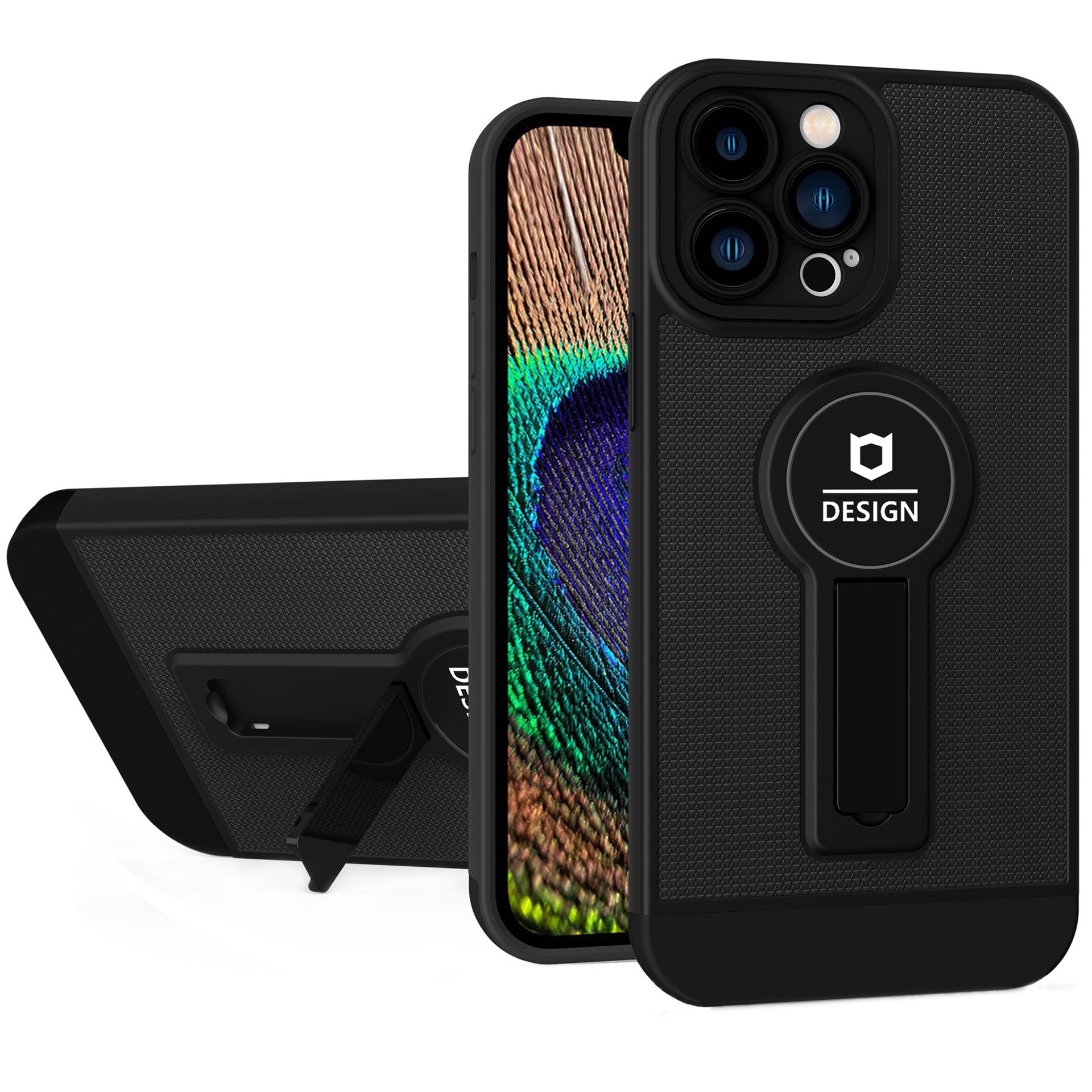 Husa Armor Design cu Stand pentru iPhone 13 Pro, Negru, Suport Auto Magnetic, Wireless Charge, Protectie Antisoc, Flippy-1