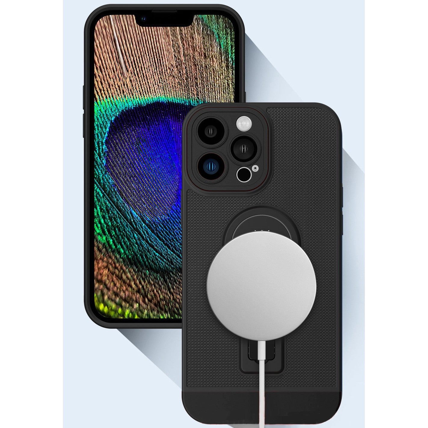 Husa Armor Design cu Stand pentru iPhone 13 Pro, Negru, Suport Auto Magnetic, Wireless Charge, Protectie Antisoc, Flippy-4