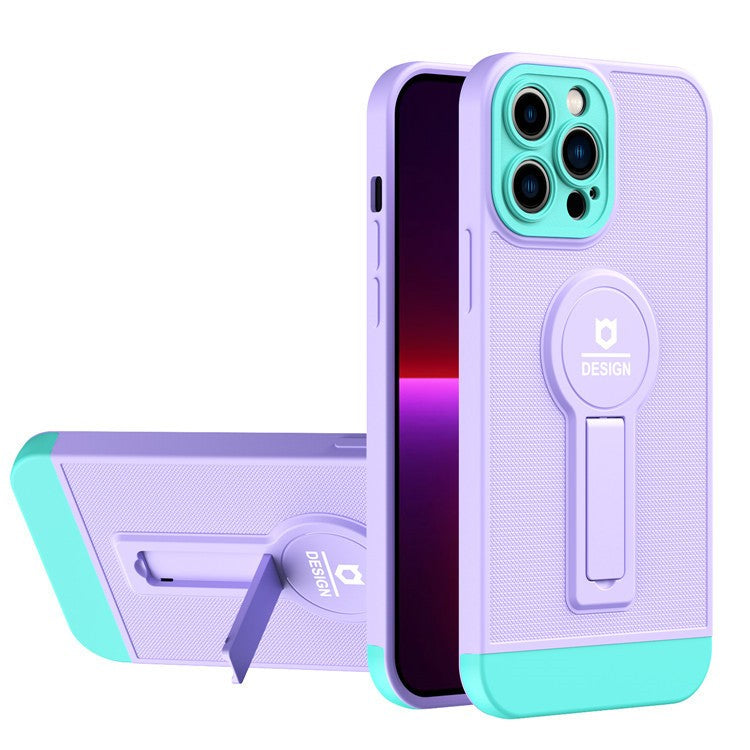 Husa Armor Design cu Stand pentru Apple iPhone 14 (6.1) Mov/Albastru, Suport Auto Magnetic, Protectie Antisoc, Flippy-1