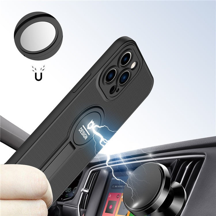 Husa Armor Design cu Stand pentru Apple iPhone 14 (6.1) Negru, Suport Auto Magnetic, Protectie Antisoc, Flippy-2