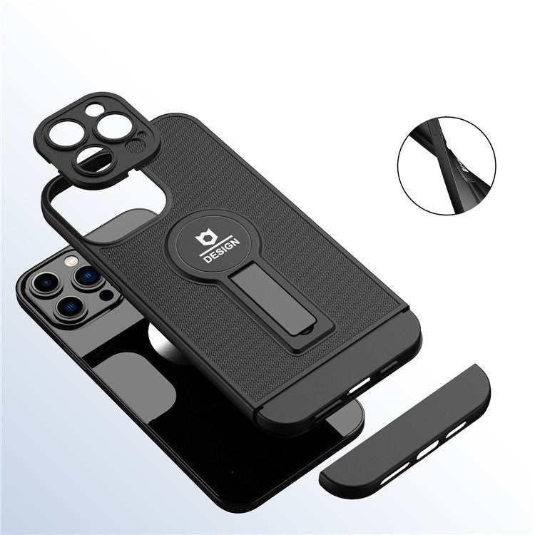 Husa Armor Design cu Stand pentru Apple iPhone 14 (6.1) Negru, Suport Auto Magnetic, Protectie Antisoc, Flippy-4