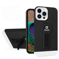 Husa Armor Design cu Stand pentru Apple iPhone 14 Plus (6.7) Negru/Alb, Suport Auto Magnetic, Protectie Antisoc, Flippy-0