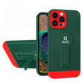 Husa Armor Design cu Stand pentru Apple iPhone 14 Pro Max Verde/Rosu, Suport Auto Magnetic, Protectie Antisoc, Flippy-0