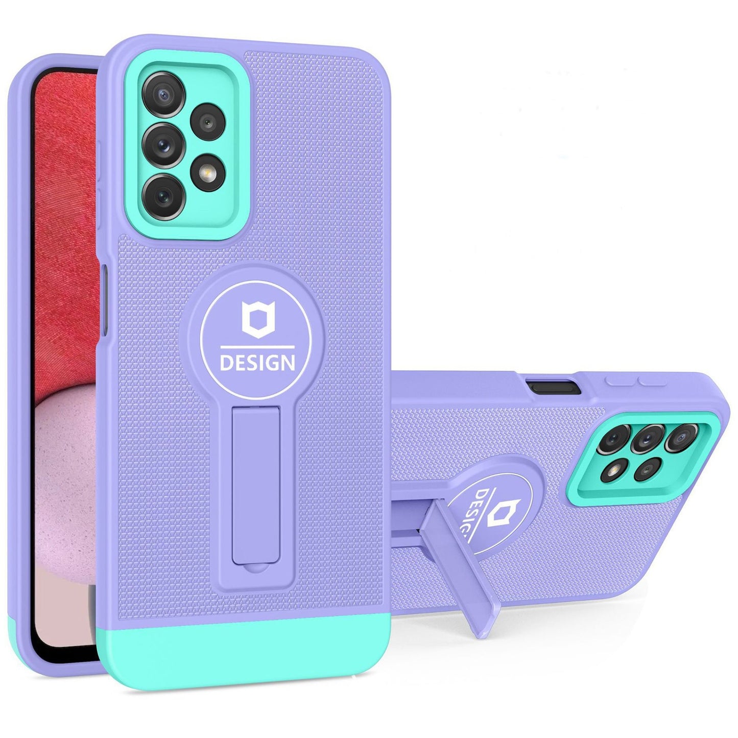 Husa Armor Design cu Stand pentru Samsung A13 4G, Mov/Albastru, Suport Auto Magnetic, Wireless Charge, Protectie Antisoc, Flippy-1