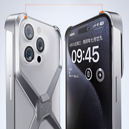Husa Armor X Compatibila cu iPhone 15, Flippy, Aliaj de Aluminiu, Antisoc, Antizgarieturi, Impermeabila, Margini cu 2 Straturi, Aderent, Montare Usoara, Surubelnita Inclusa, Gri Metalizat-3