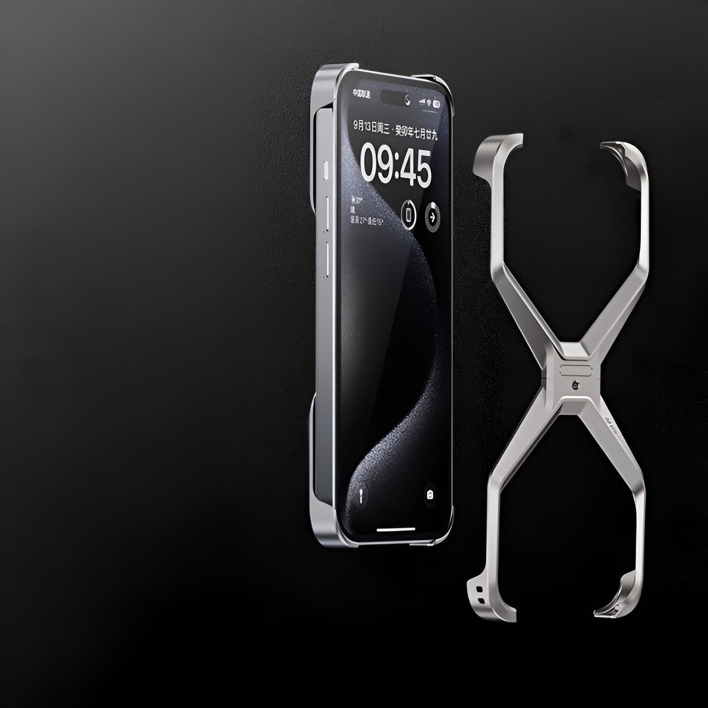 Husa Armor X Compatibila cu iPhone 15, Flippy, Aliaj de Aluminiu, Antisoc, Antizgarieturi, Impermeabila, Margini cu 2 Straturi, Aderent, Montare Usoara, Surubelnita Inclusa, Gri Metalizat-4