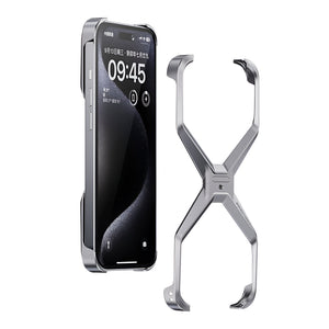 Husa Armor X Compatibila cu iPhone 15, Flippy, Aliaj de Aluminiu, Antisoc, Antizgarieturi, Impermeabila, Margini cu 2 Straturi, Aderent, Montare Usoara, Surubelnita Inclusa, Gri Metalizat-0