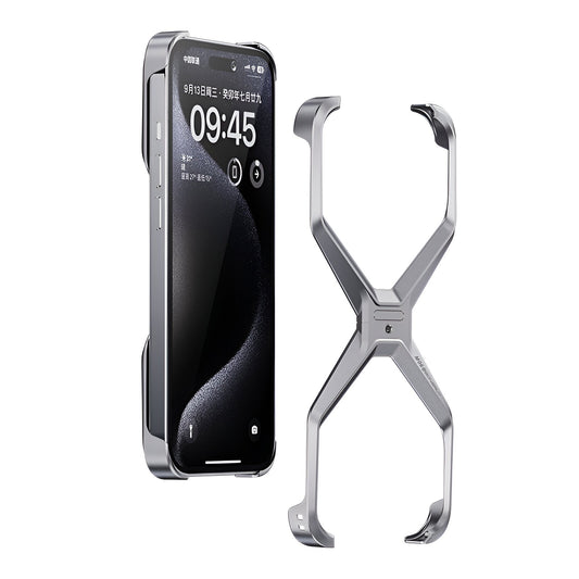 Husa Armor X Compatibila cu iPhone 15, Flippy, Aliaj de Aluminiu, Antisoc, Antizgarieturi, Impermeabila, Margini cu 2 Straturi, Aderent, Montare Usoara, Surubelnita Inclusa, Gri Metalizat-0