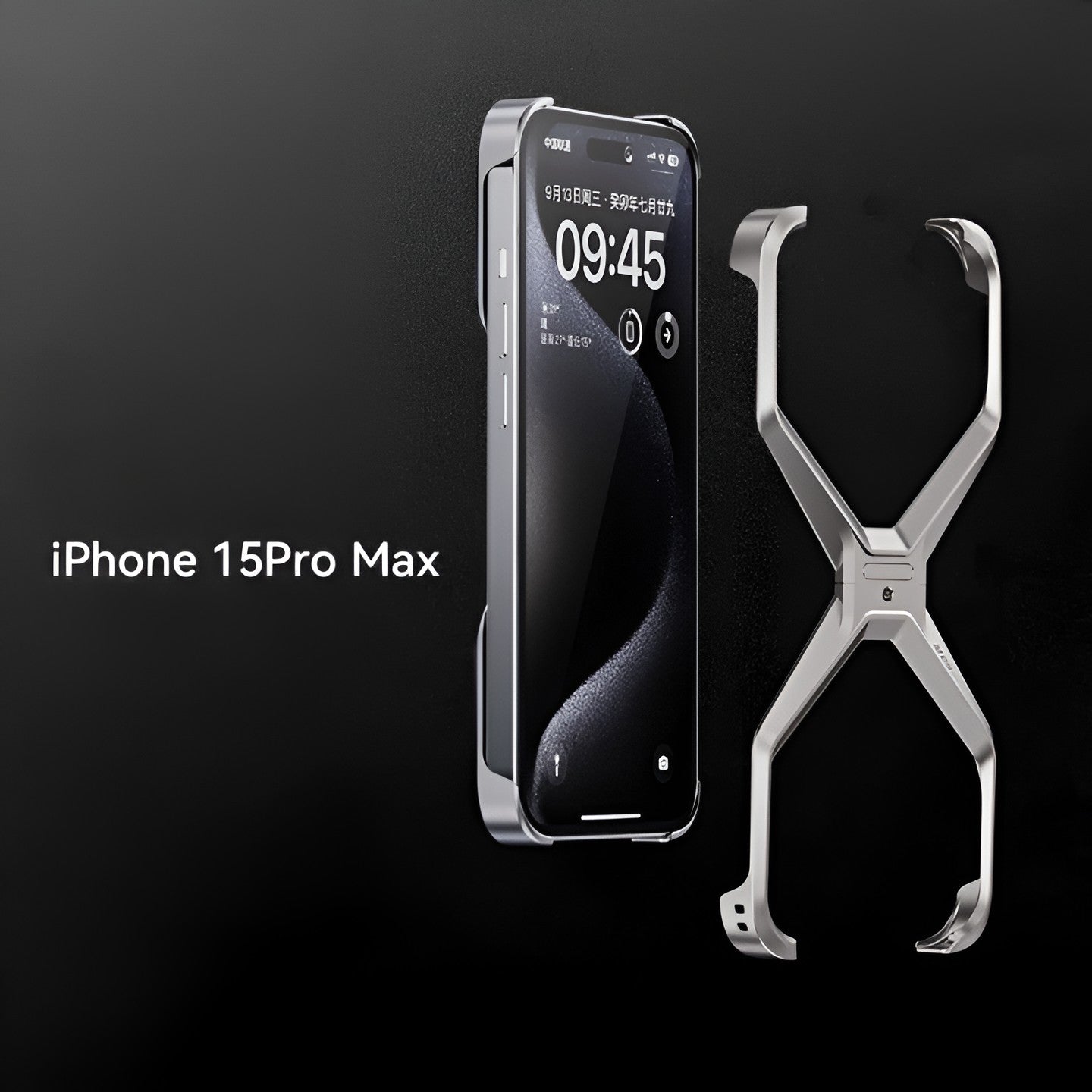 Husa Armor X Compatibila cu iPhone 15 Pro Max, Flippy, Aliaj de Aluminiu, Antisoc, Antizgarieturi, Impermeabila, Margini cu 2 Straturi, Aderent, Montare Usoara, Surubelnita Inclusa, Gri Metalizat-4