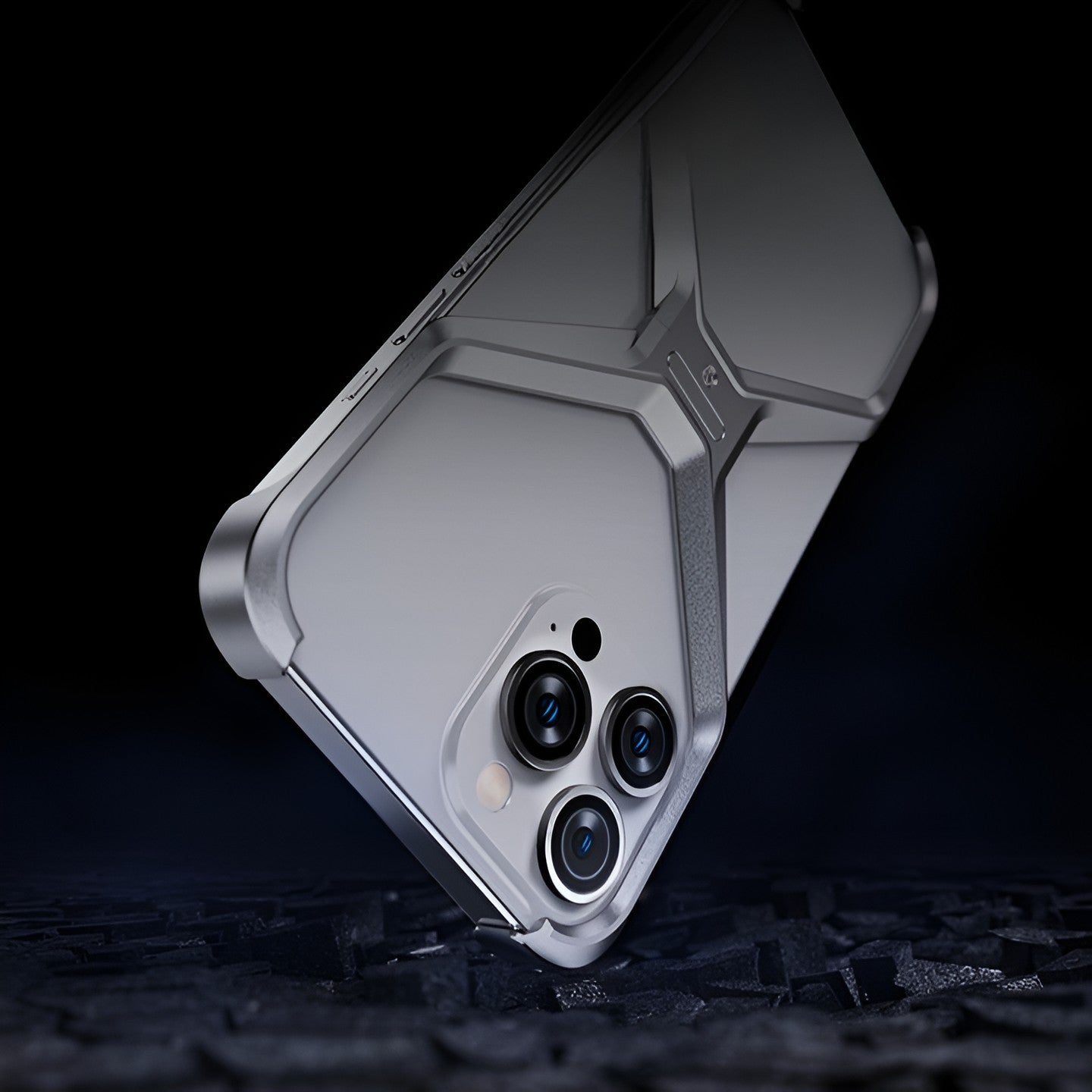 Husa Armor X Compatibila cu iPhone 15 Pro Max, Flippy, Aliaj de Aluminiu, Antisoc, Antizgarieturi, Impermeabila, Margini cu 2 Straturi, Aderent, Montare Usoara, Surubelnita Inclusa, Gri Metalizat-5