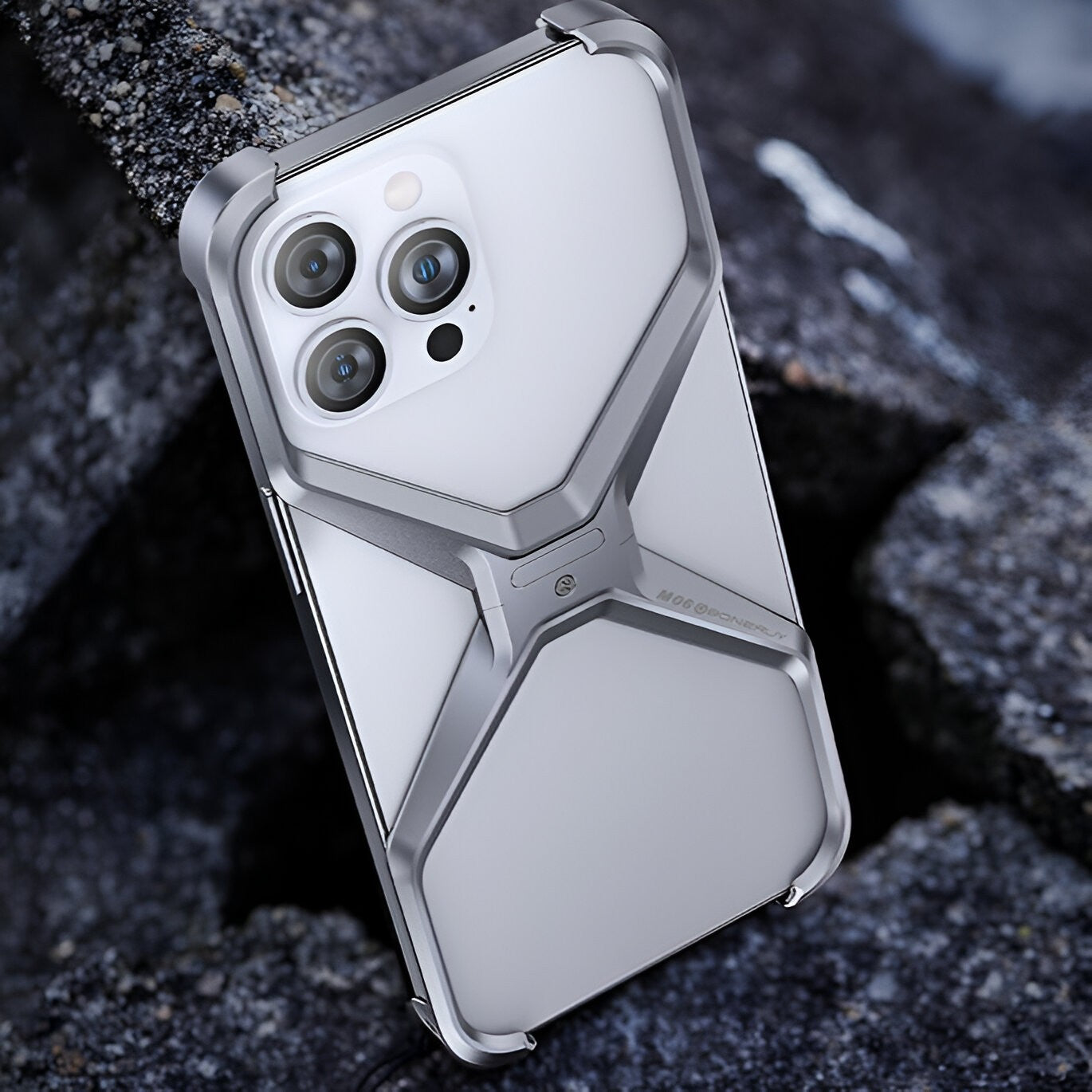 Husa Armor X Compatibila cu iPhone 15 Pro Max, Flippy, Aliaj de Aluminiu, Antisoc, Antizgarieturi, Impermeabila, Margini cu 2 Straturi, Aderent, Montare Usoara, Surubelnita Inclusa, Gri Metalizat-6