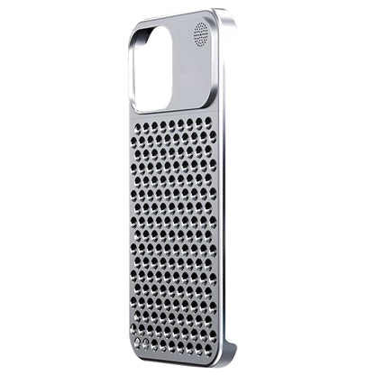 Husa Aromaterapia Compatibila cu iPhone 15 Pro, Flippy, Antisoc, Antizgariere, Protectie Camera si Supraincalzire, din Aliaj de Aluminiu, Argintiu-1