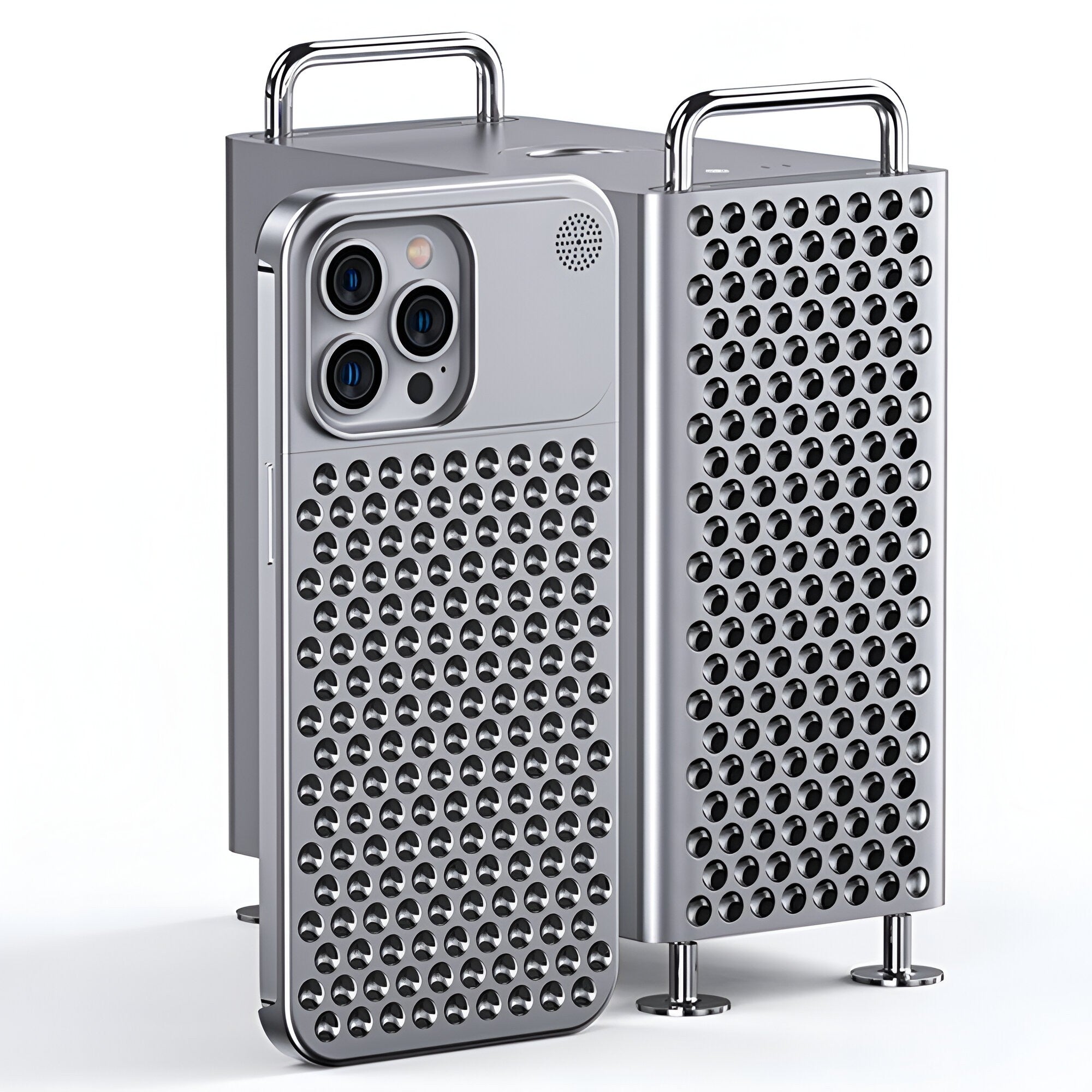 Husa Aromaterapia Compatibila cu iPhone 15 Pro, Flippy, Antisoc, Antizgariere, Protectie Camera si Supraincalzire, din Aliaj de Aluminiu, Argintiu-4