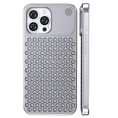Husa Aromaterapia Compatibila cu iPhone 15 Pro, Flippy, Antisoc, Antizgariere, Protectie Camera si Supraincalzire, din Aliaj de Aluminiu, Argintiu-0
