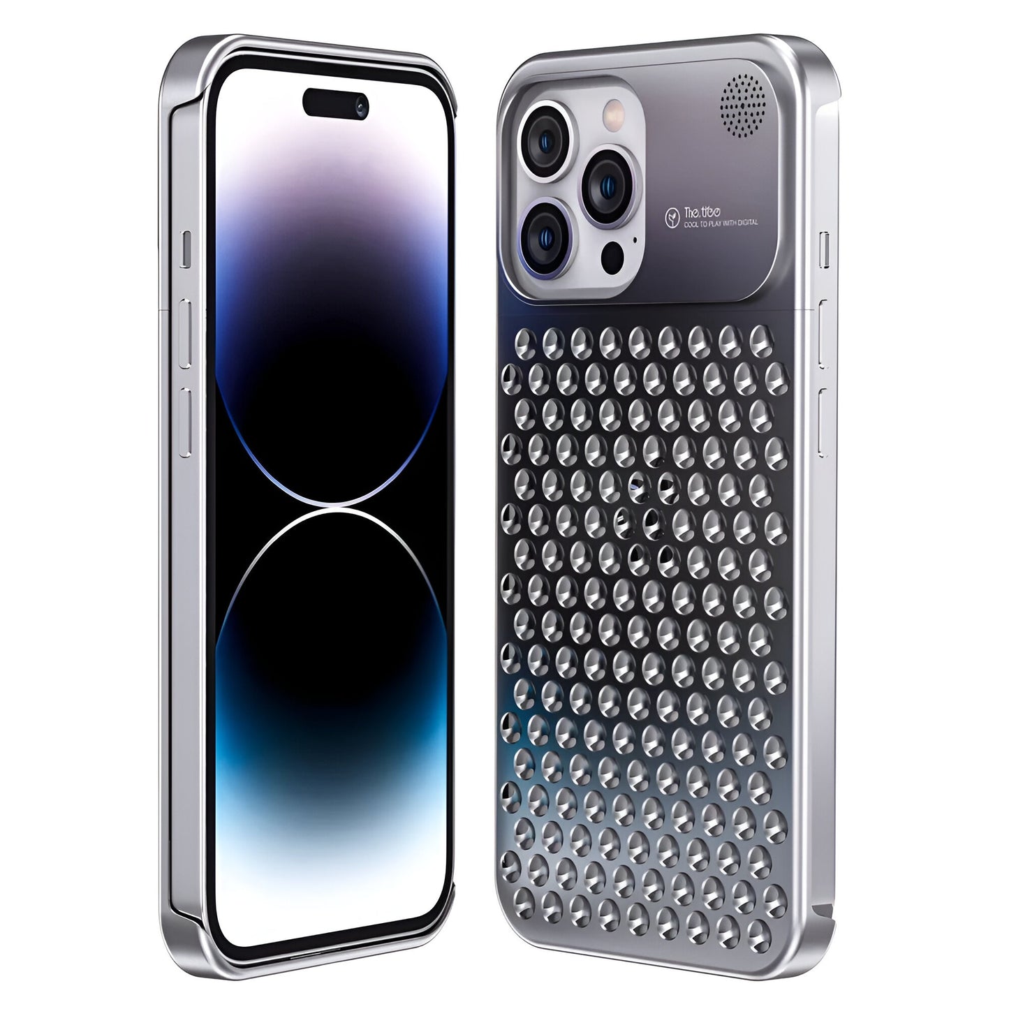 Husa Aromaterapia Compatibila cu iPhone 15 Pro Max, Flippy, Antisoc, Antizgariere, Protectie Camera si Supraincalzire, din Aliaj de Aluminiu, Argintiu-3