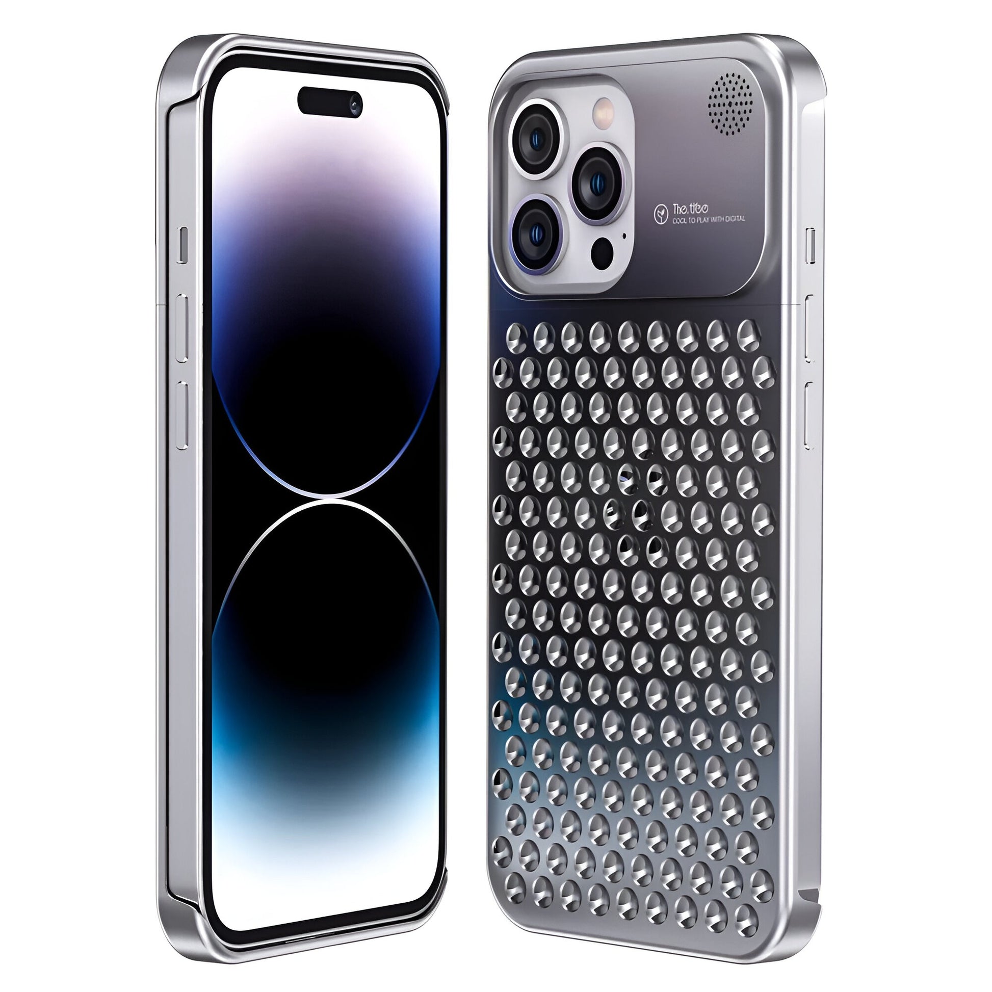 Husa Aromaterapia Compatibila cu iPhone 15 Pro Max, Flippy, Antisoc, Antizgariere, Protectie Camera si Supraincalzire, din Aliaj de Aluminiu, Argintiu-3