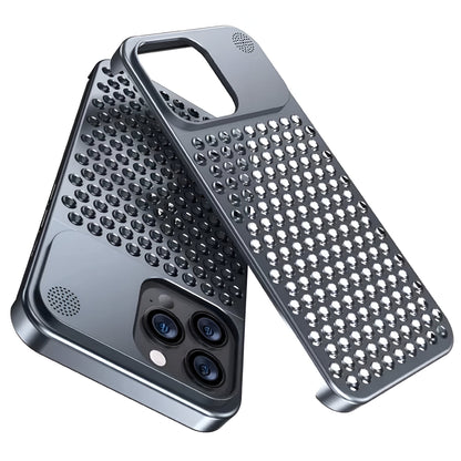 Husa Aromaterapia Compatibila cu iPhone 15 Pro Max, Flippy, Antisoc, Antizgariere, Protectie Camera si Supraincalzire, din Aliaj de Aluminiu, Gri-2