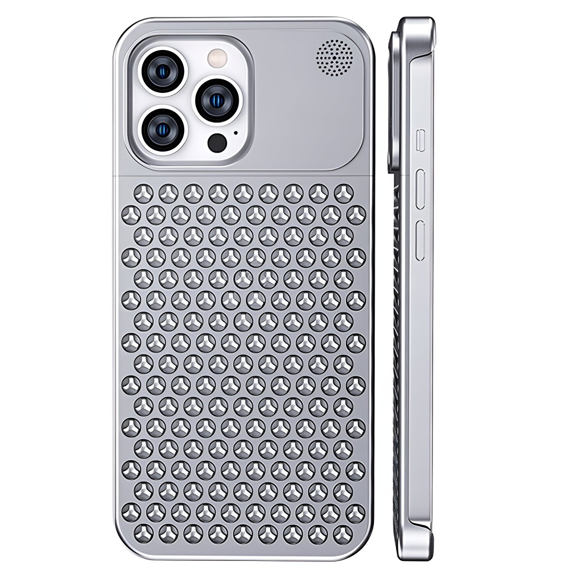 Husa Aromaterapia Compatibila cu iPhone 15 Pro Max, Flippy, Antisoc, Antizgariere, Protectie Camera si Supraincalzire, din Aliaj de Aluminiu, Argintiu-0