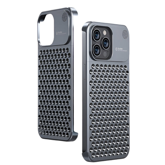 Husa Aromaterapia Compatibila cu iPhone 15 Pro Max, Flippy, Antisoc, Antizgariere, Protectie Camera si Supraincalzire, din Aliaj de Aluminiu, Gri-0