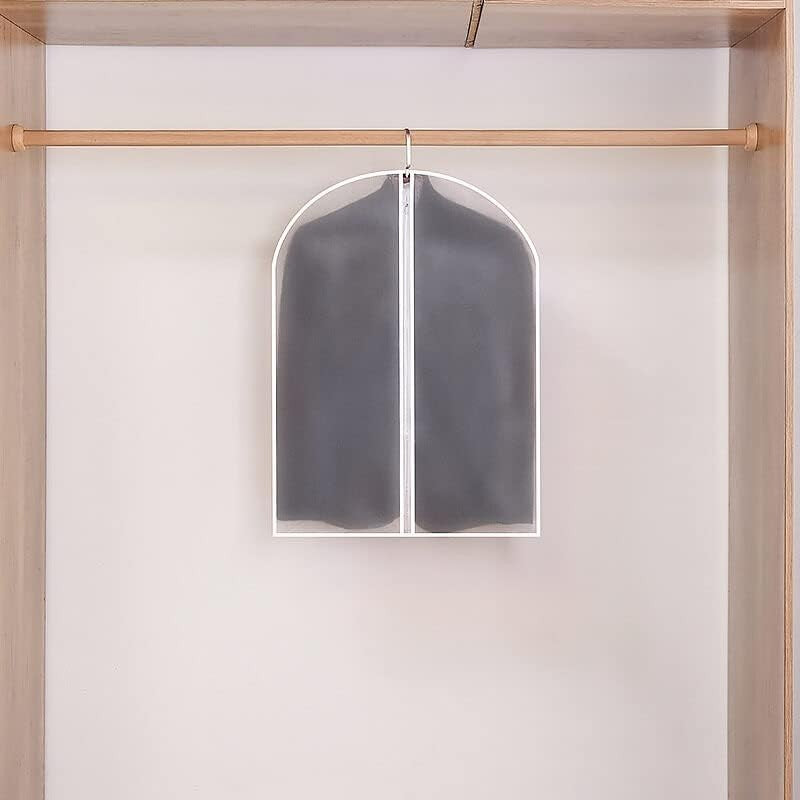 Husa de Depozitare cu Fermoar, Flippy, pentru Haine, de Protectie, pentru Voiaj, Netesut, Rezistent la Praf, 60x80 cm, Transparent-Alb-3