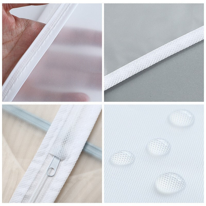 Husa de Depozitare cu Fermoar, Flippy, pentru Haine, de Protectie, pentru Voiaj, Netesut, Rezistent la Praf, 60x120 cm, Transparent-Alb-1