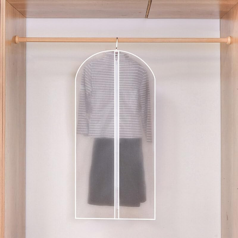 Husa de Depozitare cu Fermoar, Flippy, pentru Haine, de Protectie, pentru Voiaj, Netesut, Rezistent la Praf, 60x120 cm, Transparent-Alb-4