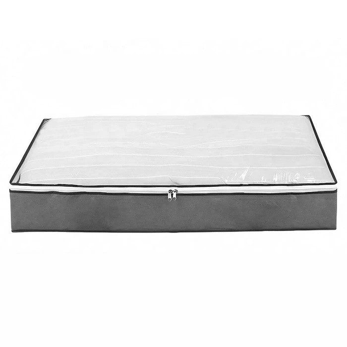 Husa de Depozitare, Flippy, Intrebuintare Multipla, Pliabila, cu Fermoar Bidirectional si Fereastra Deasupra Transparenta, Manere Laterale, Lavabila, 100x50x15 cm, Gri-3