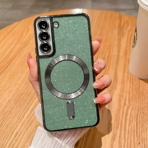 Husa de Protectie 2 in 1, Flippy, pentru Samsung Galaxy S24+, Glitter Chrome Magsafe, din TPU, Magnetica, cu Protectie Lentila, Verde-0