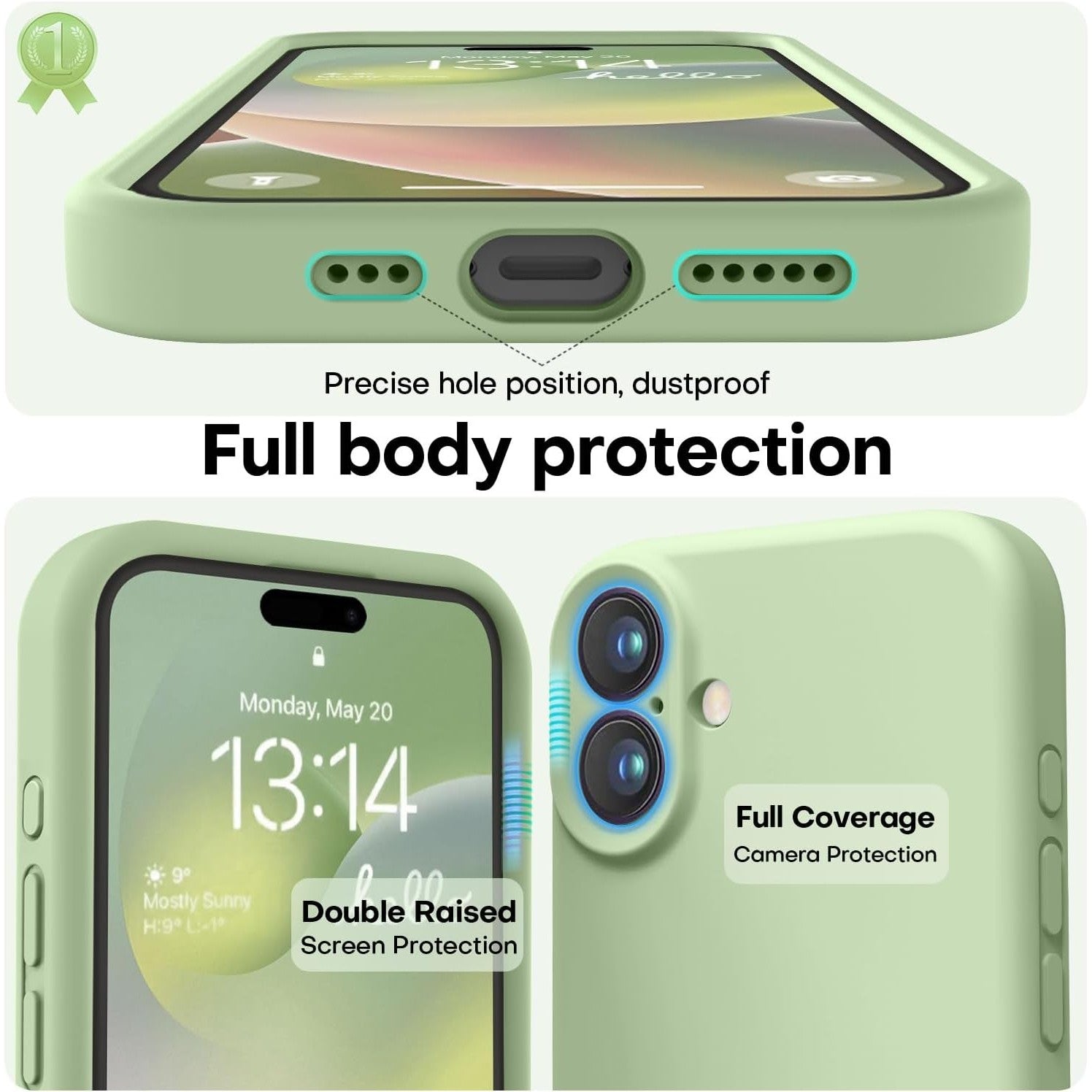 Husa de Protectie Matte TPU, Flippy, pentru Apple iPhone 16 Plus, Protectie Camera, Antisoc, Antizgariere, Antialunecare, Acoperire Completa, Verde-2