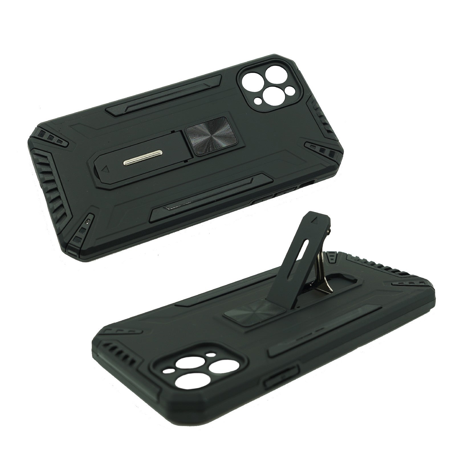 Husa de protectie Flippy compatibila cu Apple iPhone 11 Defender Model 4 cu suport, Negru-2
