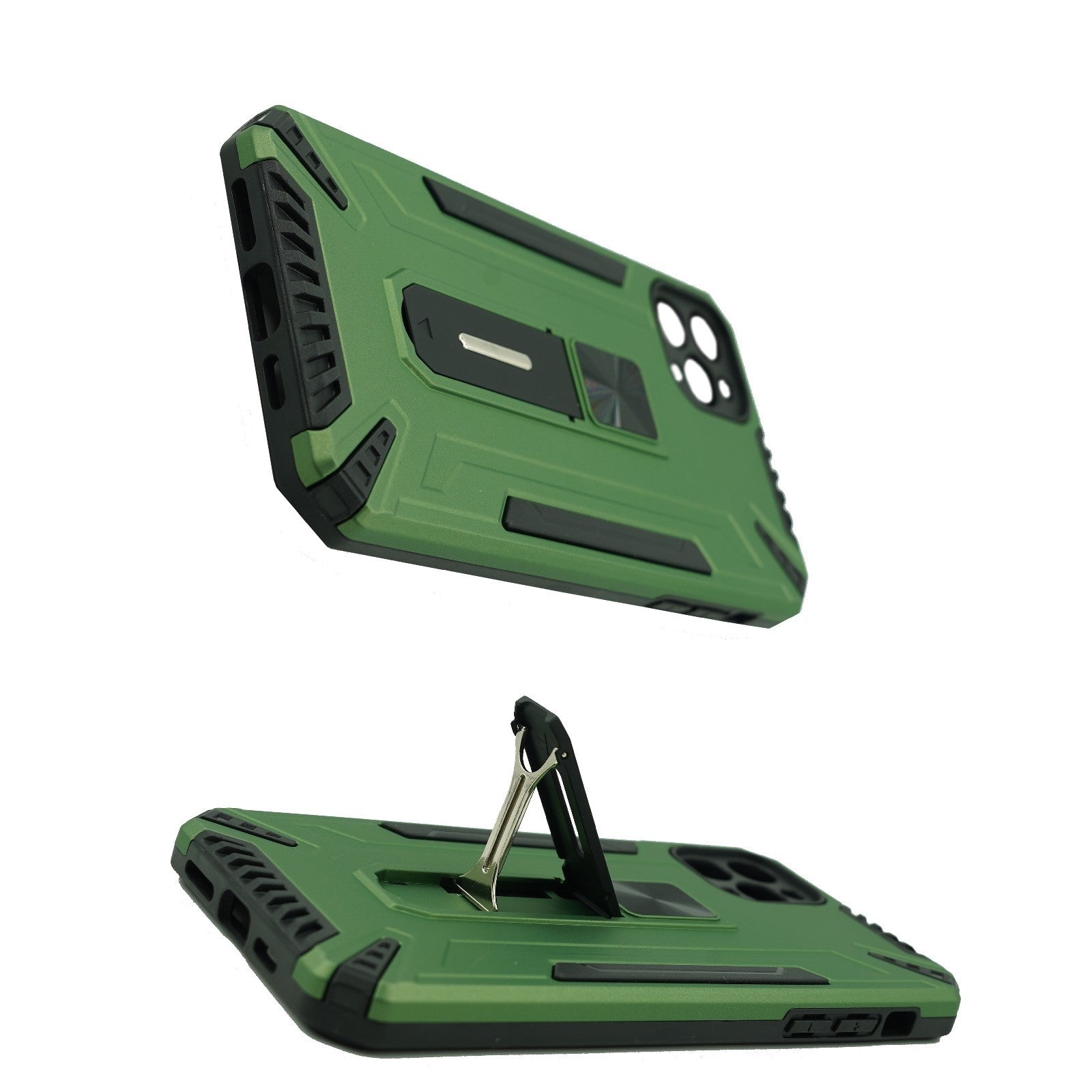 Husa de protectie Flippy compatibila cu Apple iPhone 11 Defender Model 4 cu suport, Verde deschis-3