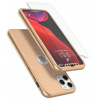 Husa de protectie Flippy compatibila cu Apple iPhone 12/12 Pro Full Cover 360 Auriu + Folie de protectie-1