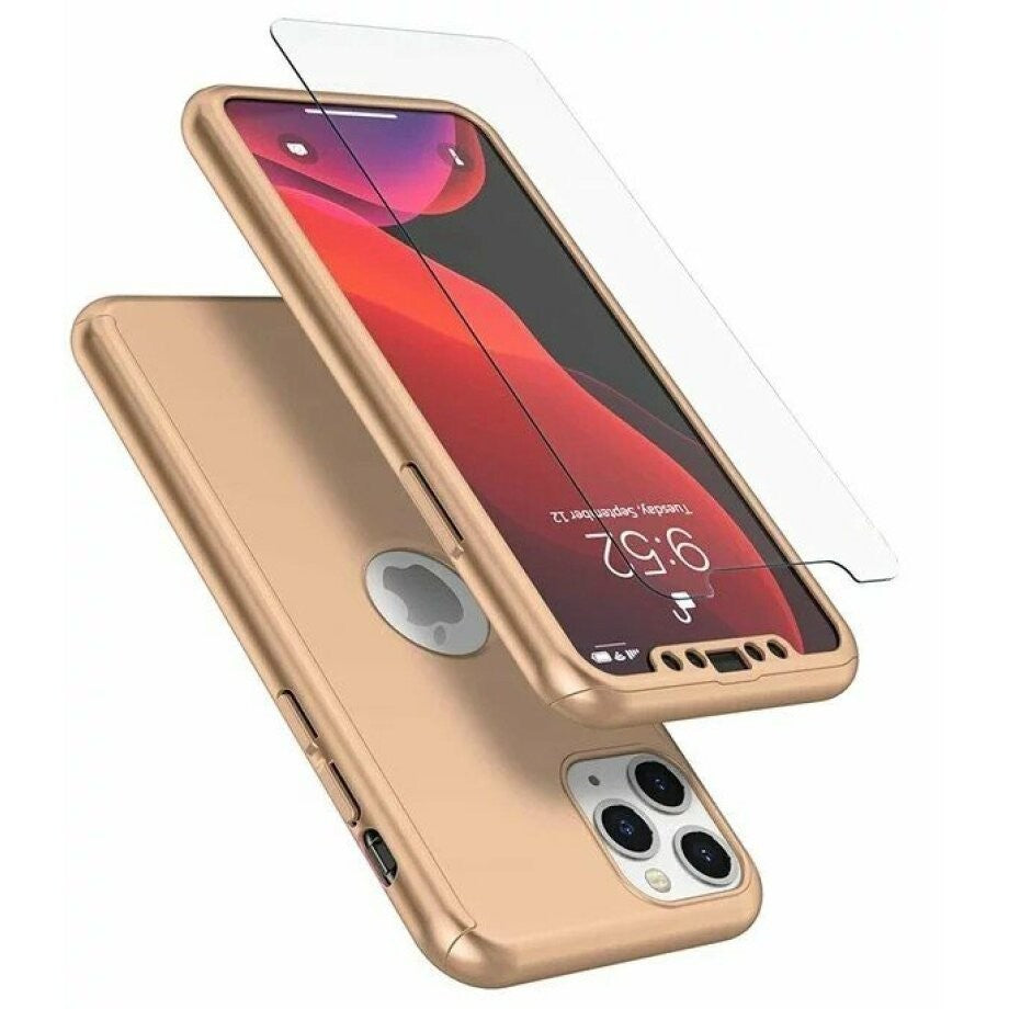 Husa de protectie Flippy compatibila cu Apple iPhone 12 Pro Max Full Cover 360 Auriu + Folie de protectie-1