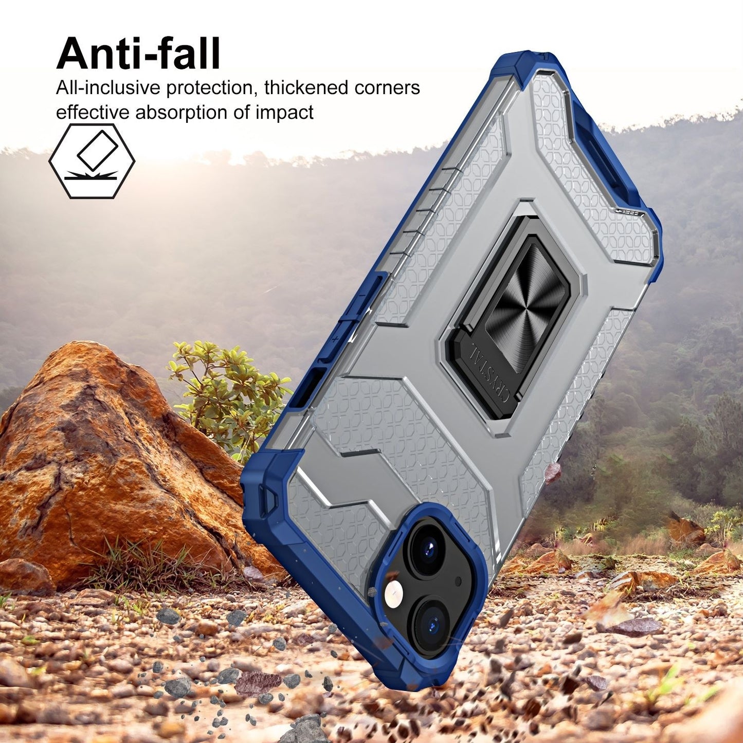 Husa de protectie Flippy compatibila cu Apple iPhone 13 Acrylic Armor cu suport Albastru-1