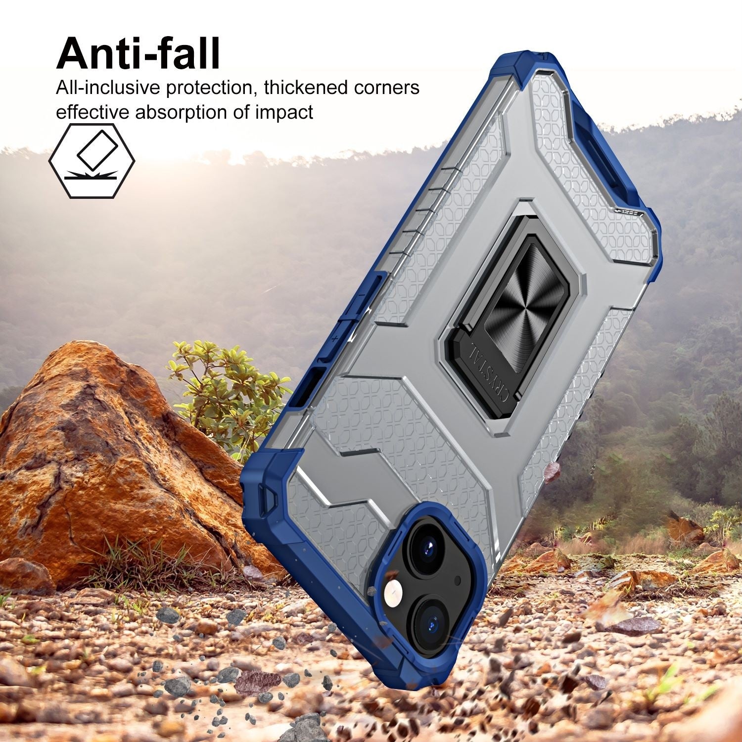 Husa de protectie Flippy compatibila cu Apple iPhone 13 Acrylic Armor cu suport Albastru-1