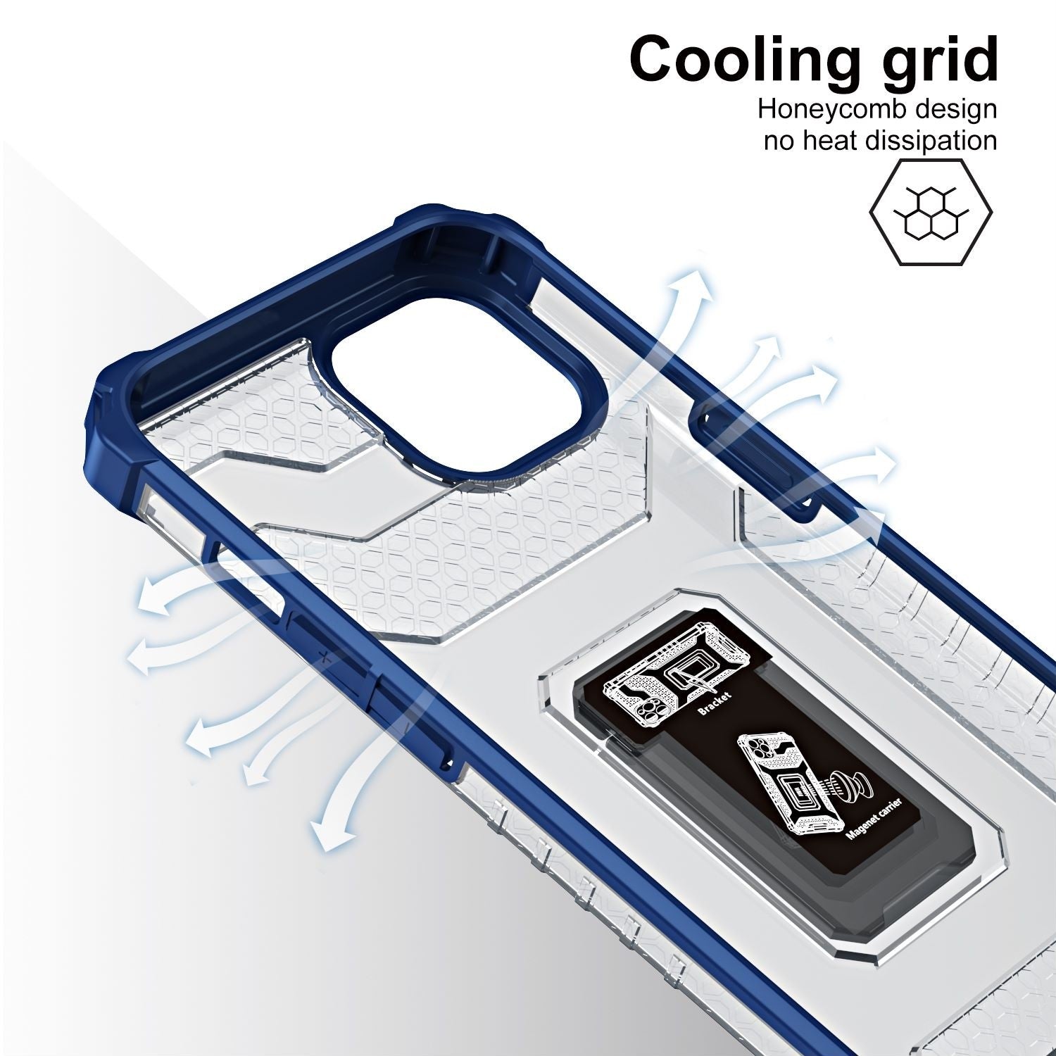 Husa de protectie Flippy compatibila cu Apple iPhone 13 Acrylic Armor cu suport Albastru-3