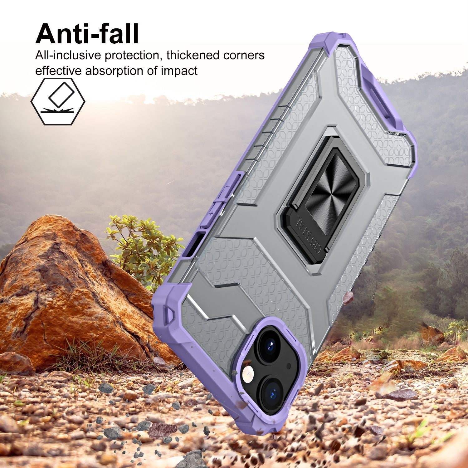 Husa de protectie Flippy compatibila cu Apple iPhone 13 Acrylic Armor cu suport Mov-4