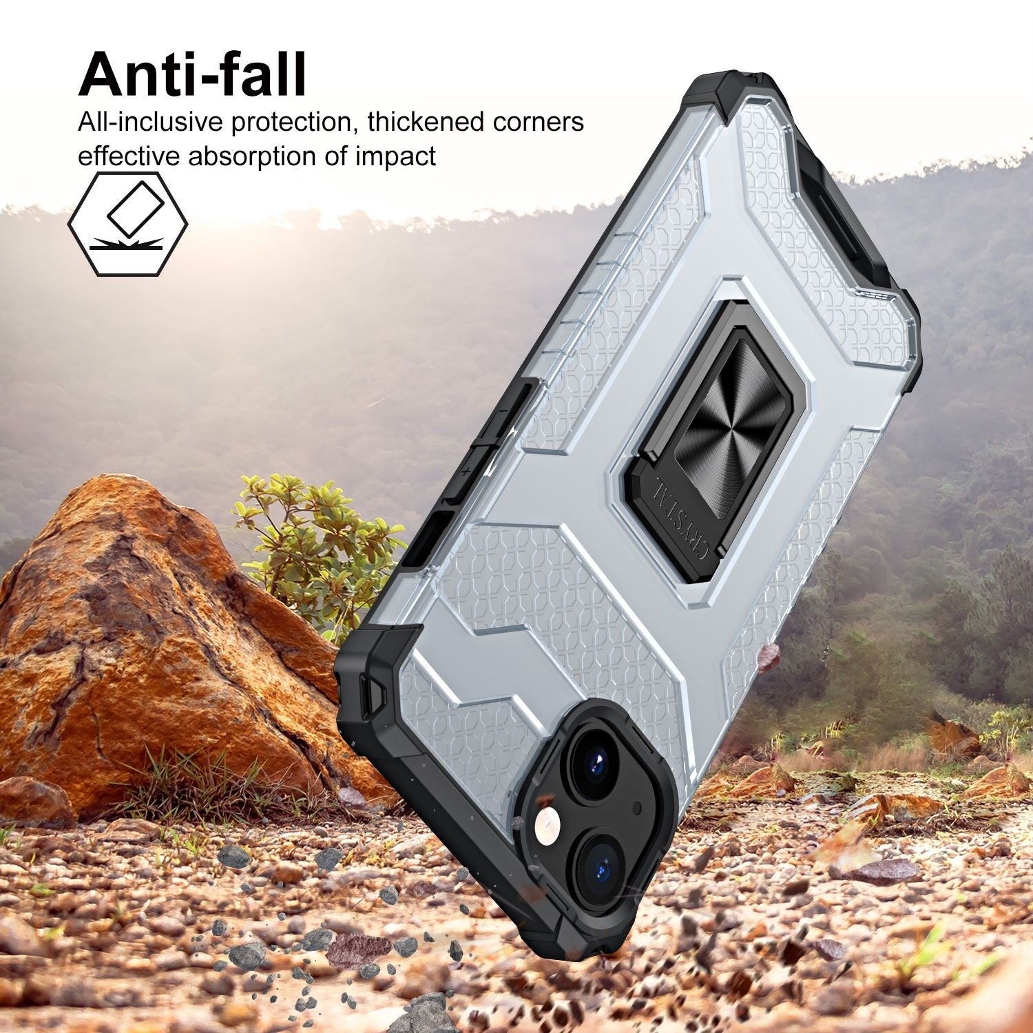 Husa de protectie Flippy compatibila cu Apple iPhone 13 Acrylic Armor cu suport Negru-1