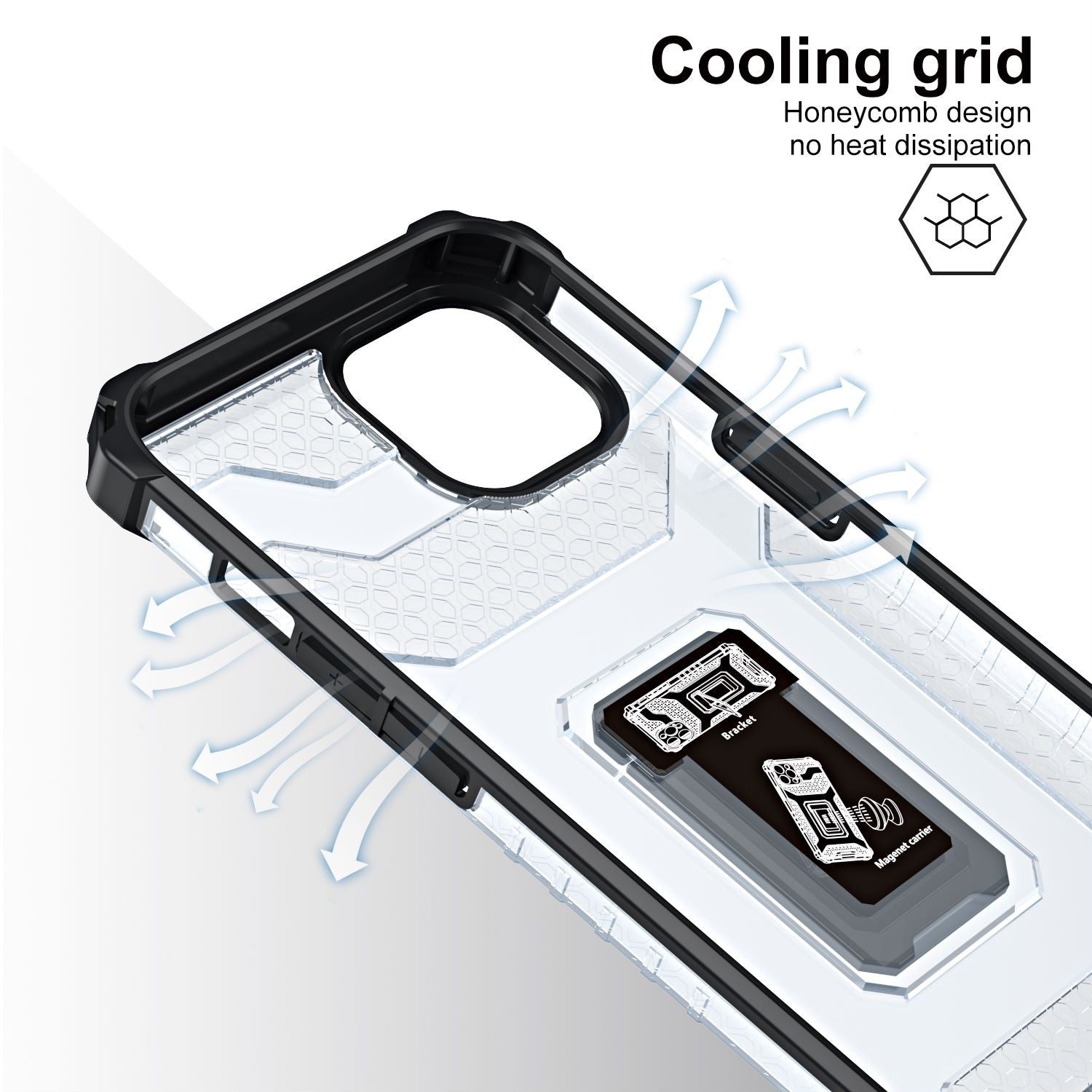 Husa de protectie Flippy compatibila cu Apple iPhone 13 Acrylic Armor cu suport Negru-3