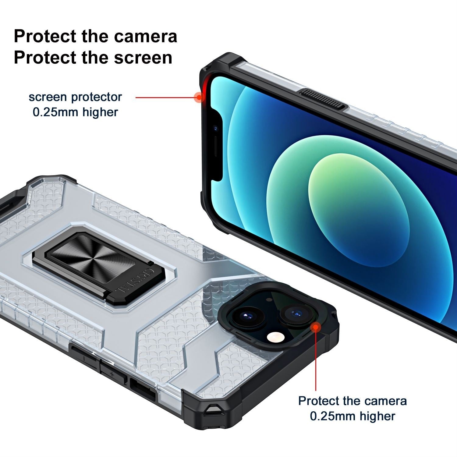 Husa de protectie Flippy compatibila cu Apple iPhone 13 Acrylic Armor cu suport Negru-4