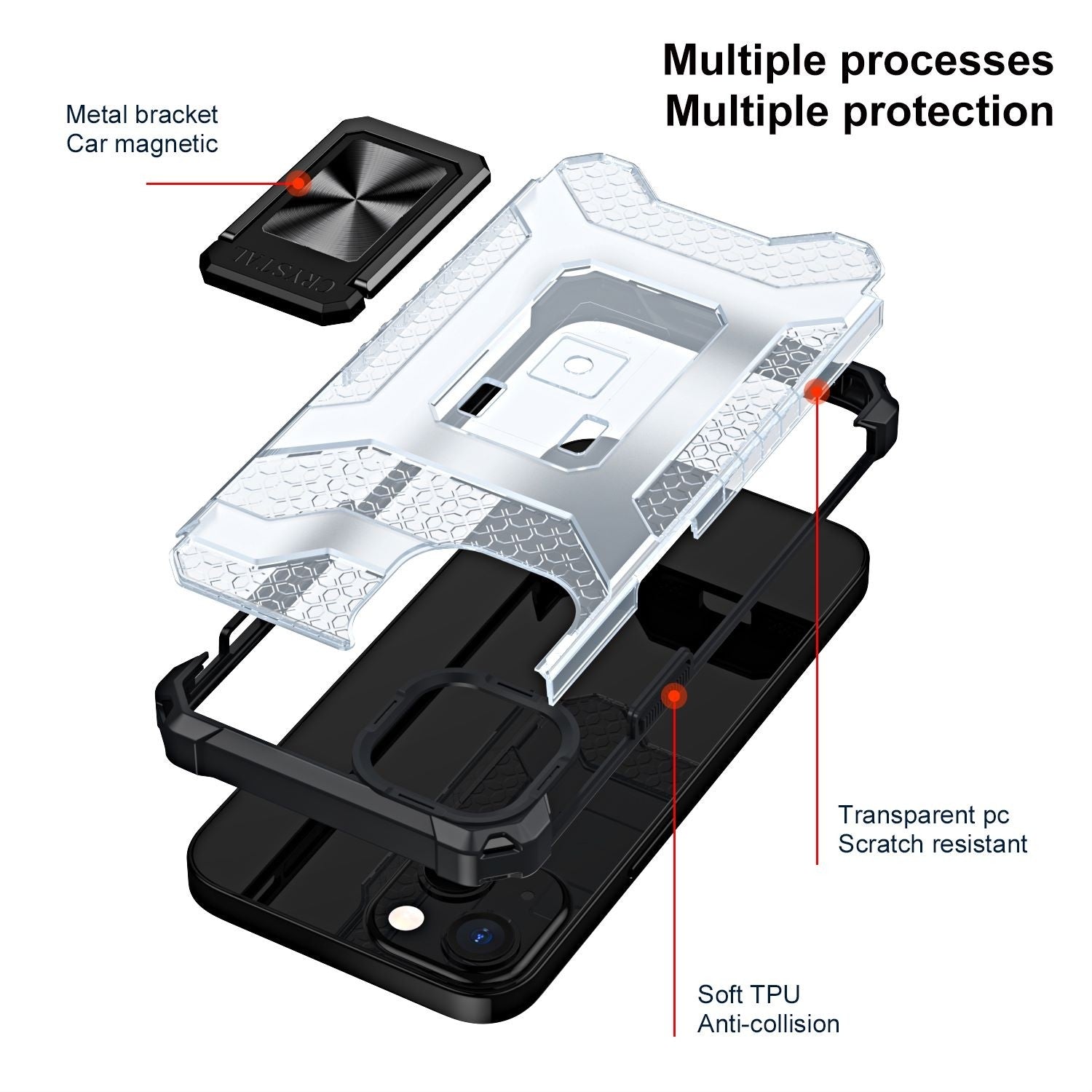 Husa de protectie Flippy compatibila cu Apple iPhone 13 Acrylic Armor cu suport Negru-5