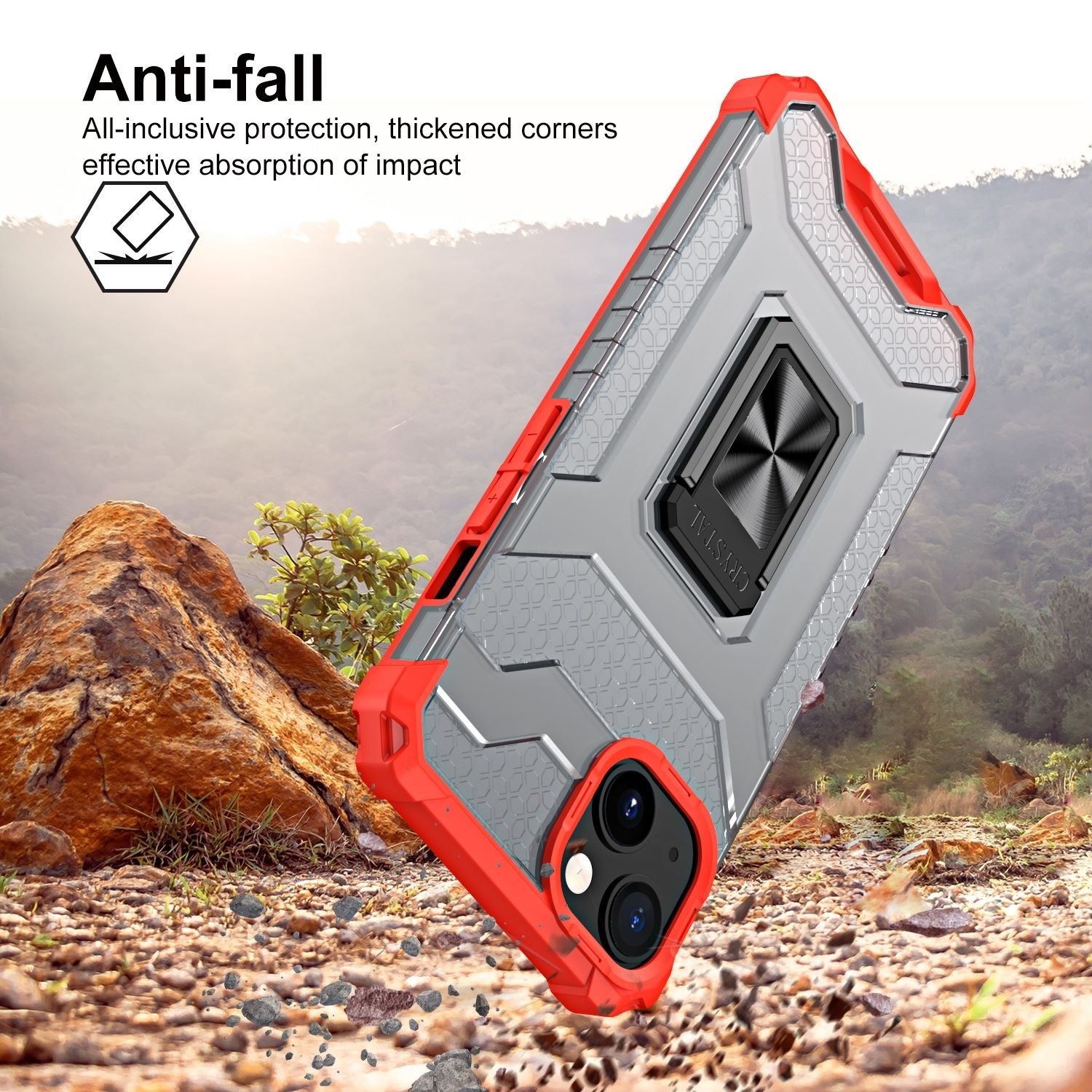 Husa de protectie Flippy compatibila cu Apple iPhone 13 Acrylic Armor cu suport Rosu-1