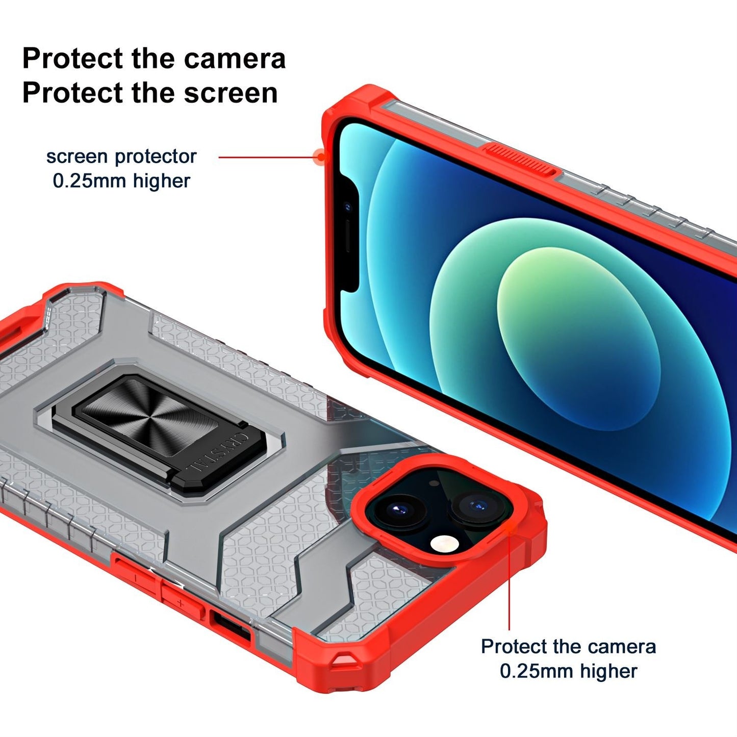 Husa de protectie Flippy compatibila cu Apple iPhone 13 Acrylic Armor cu suport Rosu-4